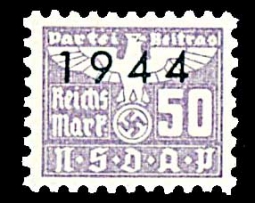 Nazi Party Dues  "NSDAP" 1936  40 RM, Overprint 1944